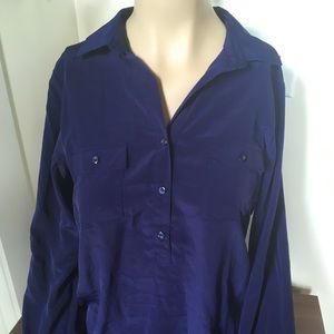 Old Navy Silky Half Button Down VNeck Blouse